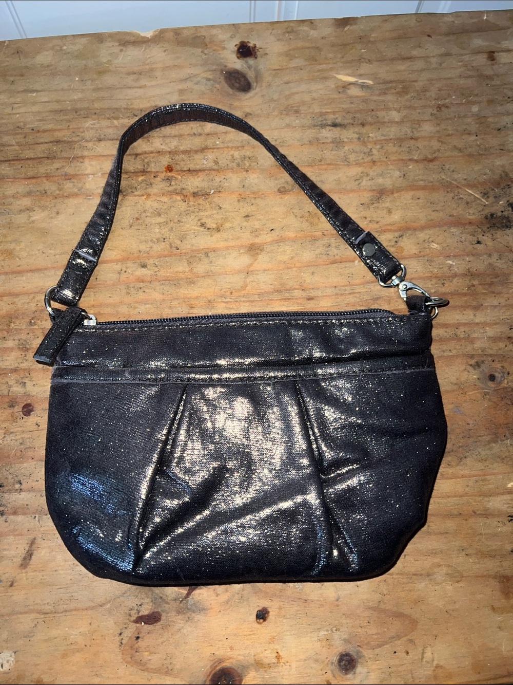 Shimmery Black Women's Wristlet Bag